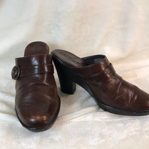Born Brown Leather Platform Mules 39